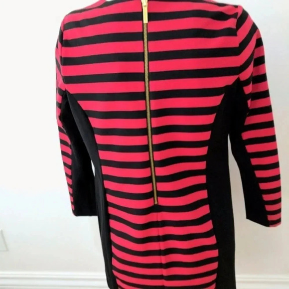 Michael Kors Dress Sz L Red Black  Stripe Sturdy Knit - Picture 2 of 4